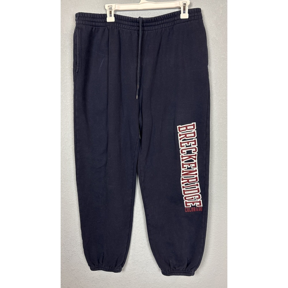 Breckenridge Colorado Sweatpants‎ Men's XL Blue Spellout Joggers Ski